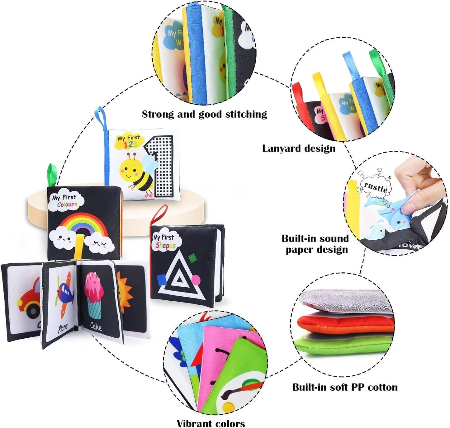 Hapavis My First Soft Book Baby Cloth Books Early Education Toys Activity Crinkle Cloth Book for Toddler Infants and Kids