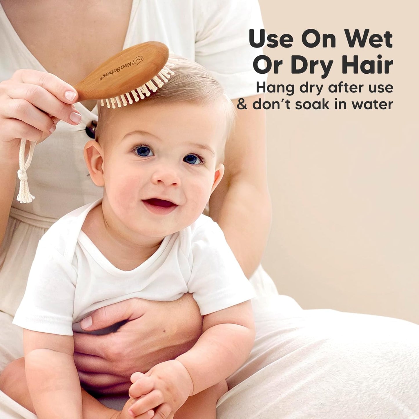 Baby Hair Brush and Baby Comb Set - Baby Brush Set for Newborns, Toddler Hair Brush, Wooden Baby Hair Brushes & Combs, Goat Hair Brush, Infant Hair Brush, Cradle Cap Brush (Oval, Walnut)