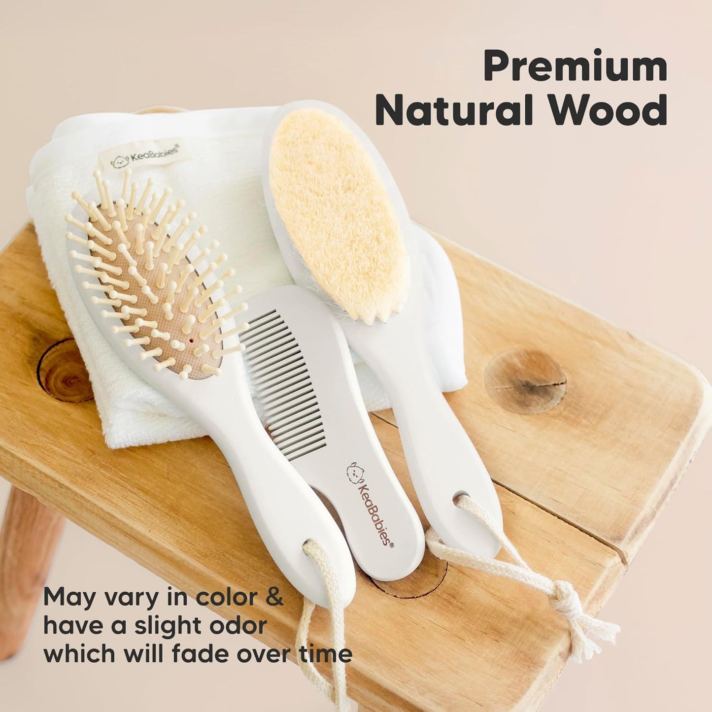 Baby Hair Brush and Baby Comb Set - Baby Brush Set for Newborns, Toddler Hair Brush, Wooden Baby Hair Brushes & Combs, Goat Hair Brush, Infant Hair Brush, Cradle Cap Brush (Oval, Walnut)