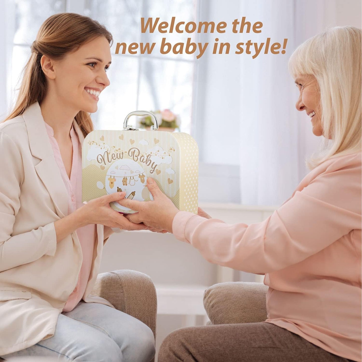 Baby Gift Set – Newborn Baby Gifts Include Baby Clothes, Muslin Cloths, Cute Blue Teddy Bear and Hanging Plaque