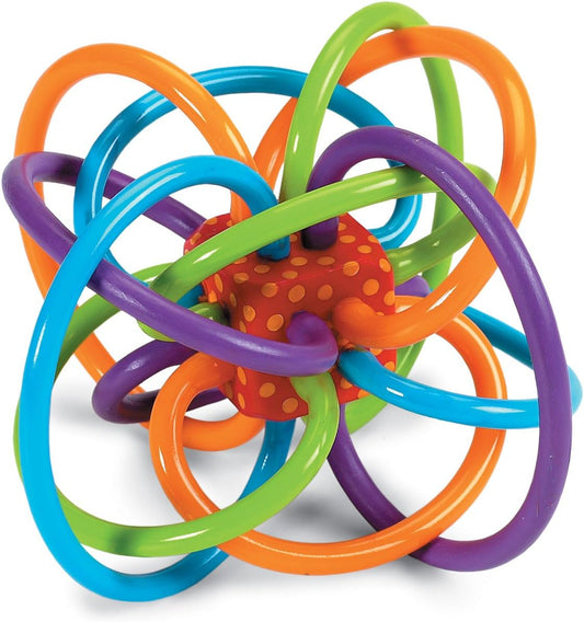 Manhattan Toy Winkel Rattle and Sensory Teether Baby Toy, Blue/Green/Orange