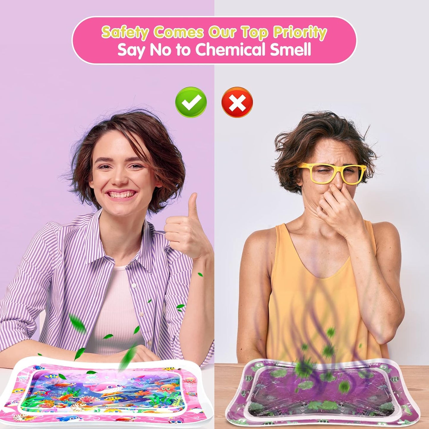 Infinno Inflatable Tummy Time Mat Premium Baby Water Play Mat for Infants and Toddlers Baby Toys for 3 to 24 Months, Strengthen Your Baby's Muscles, Portable