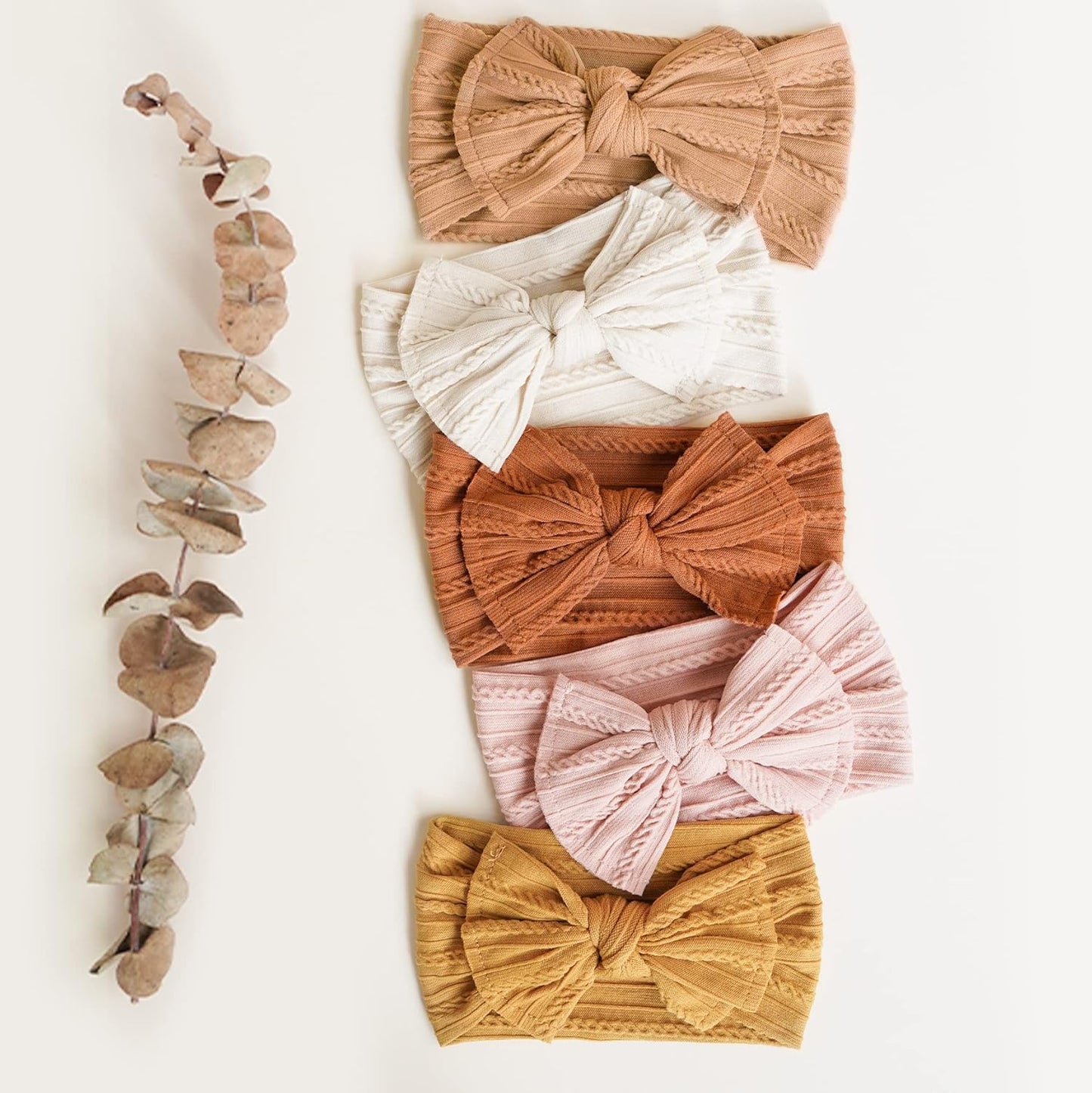 Prohouse 12 Pack Baby Nylon Headbands Hairbands Hair Bow Elastics Handmade Hair Accessories for Baby Girls Newborn Infant Toddlers Kids(Terracotta)