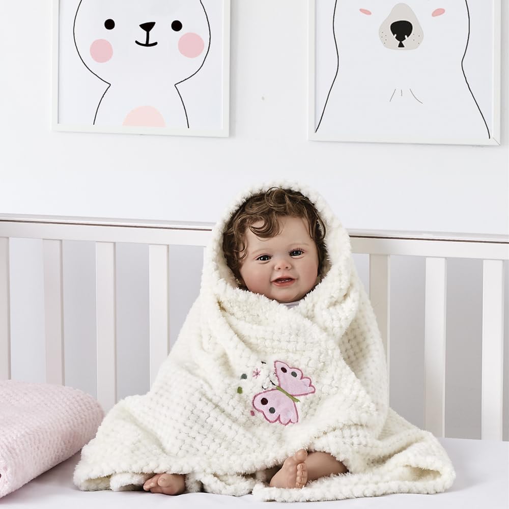 CREVENT 76x102cm Cute Cozy Fluffy Warm Baby Blanket for Girls Infants Toddlers' Bedding Crib Cot Stroller, Baby Shower Birthday Newborn's Pink- Baby Giraffe