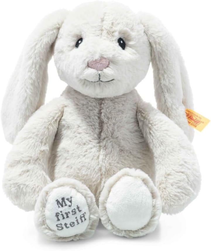 Steiff Soft Cuddly Friends My First Hoppie Rabbit 10", Premium Stuffed Animal, Light Blue