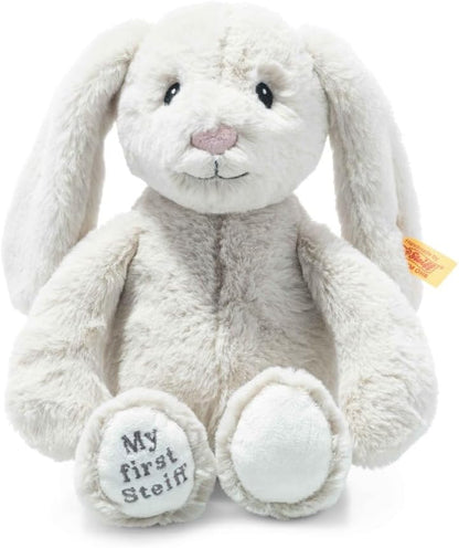 Steiff Soft Cuddly Friends My First Hoppie Rabbit 10", Premium Stuffed Animal, Light Blue