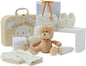 Baby Gift Set – Newborn Baby Gifts Include Baby Clothes, Muslin Cloths, Cute Blue Teddy Bear and Hanging Plaque