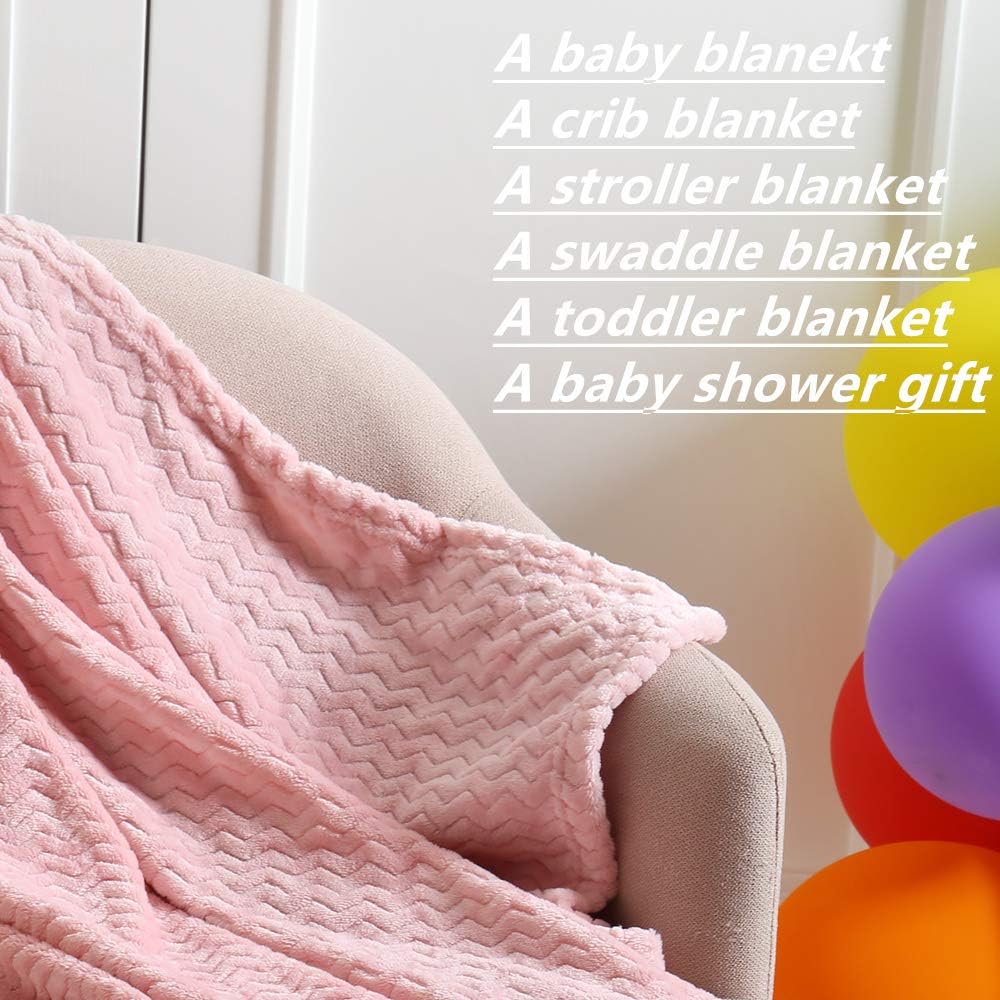 CREVENT 76x102cm Cute Cozy Fluffy Warm Baby Blanket for Girls Infants Toddlers' Bedding Crib Cot Stroller, Baby Shower Birthday Newborn's Pink- Baby Giraffe