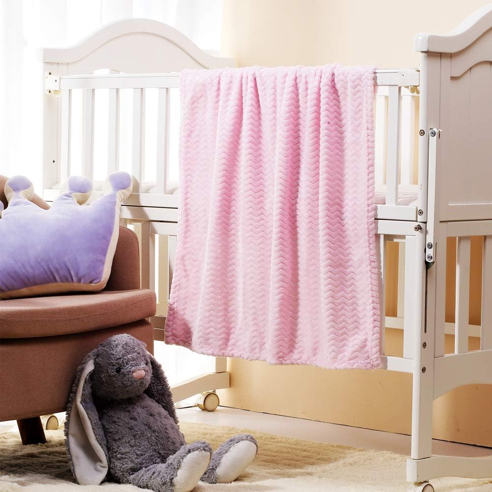 CREVENT 76x102cm Cute Cozy Fluffy Warm Baby Blanket for Girls Infants Toddlers' Bedding Crib Cot Stroller, Baby Shower Birthday Newborn's Pink- Baby Giraffe
