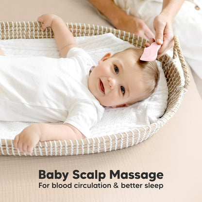 Baby Hair Brush and Baby Comb Set - Baby Brush Set for Newborns, Toddler Hair Brush, Wooden Baby Hair Brushes & Combs, Goat Hair Brush, Infant Hair Brush, Cradle Cap Brush (Oval, Walnut)