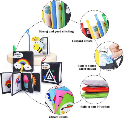 Hapavis My First Soft Book Baby Cloth Books Early Education Toys Activity Crinkle Cloth Book for Toddler Infants and Kids