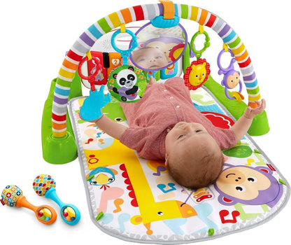 Fisher-Price Baby Playmat Deluxe Kick & Play Piano Gym, Green Musical Learning Toy with 2 Rattle Maracas for Developmental Play Newborns 0+ Months (Amazon Exclusive)