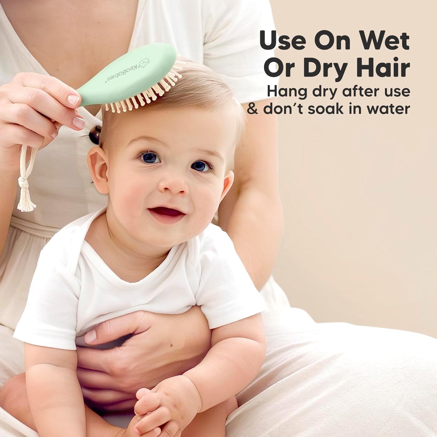 Baby Hair Brush and Baby Comb Set - Baby Brush Set for Newborns, Toddler Hair Brush, Wooden Baby Hair Brushes & Combs, Goat Hair Brush, Infant Hair Brush, Cradle Cap Brush (Oval, Walnut)