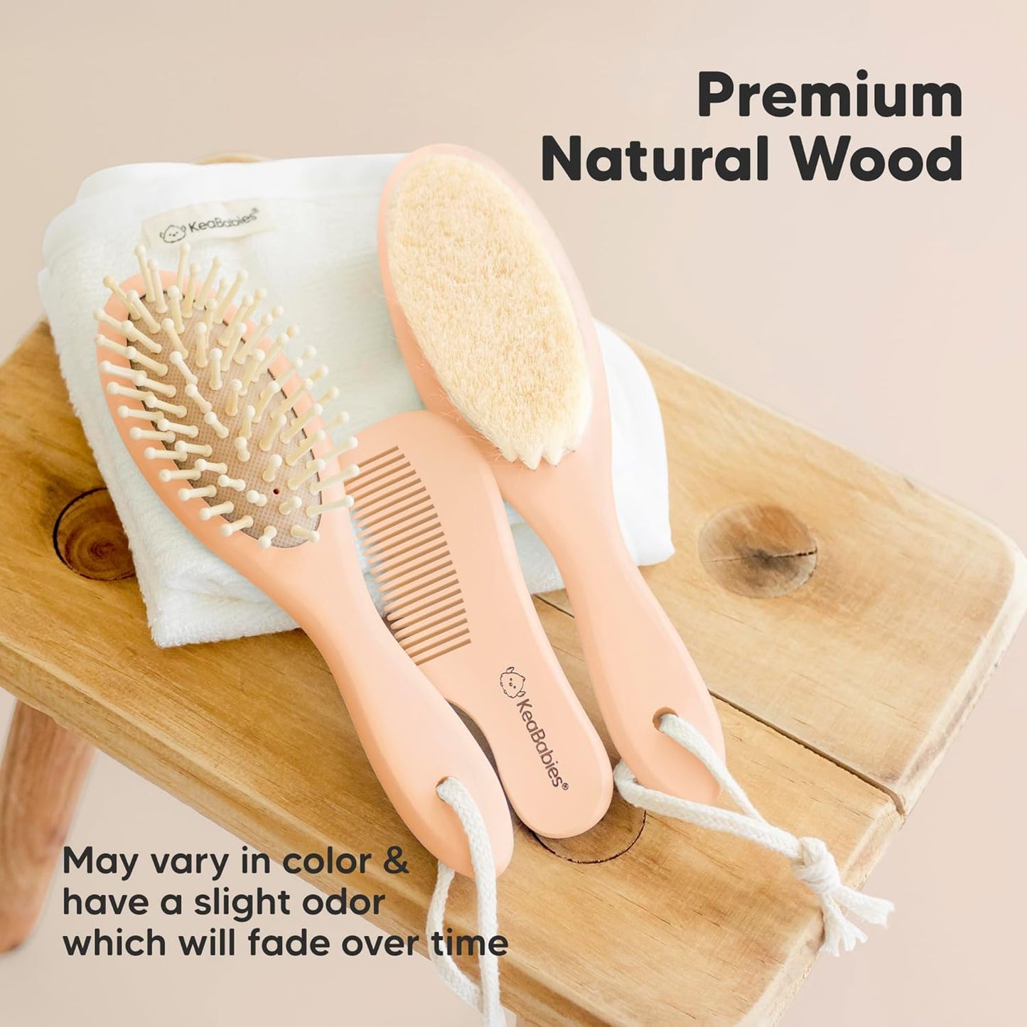 Baby Hair Brush and Baby Comb Set - Baby Brush Set for Newborns, Toddler Hair Brush, Wooden Baby Hair Brushes & Combs, Goat Hair Brush, Infant Hair Brush, Cradle Cap Brush (Oval, Walnut)