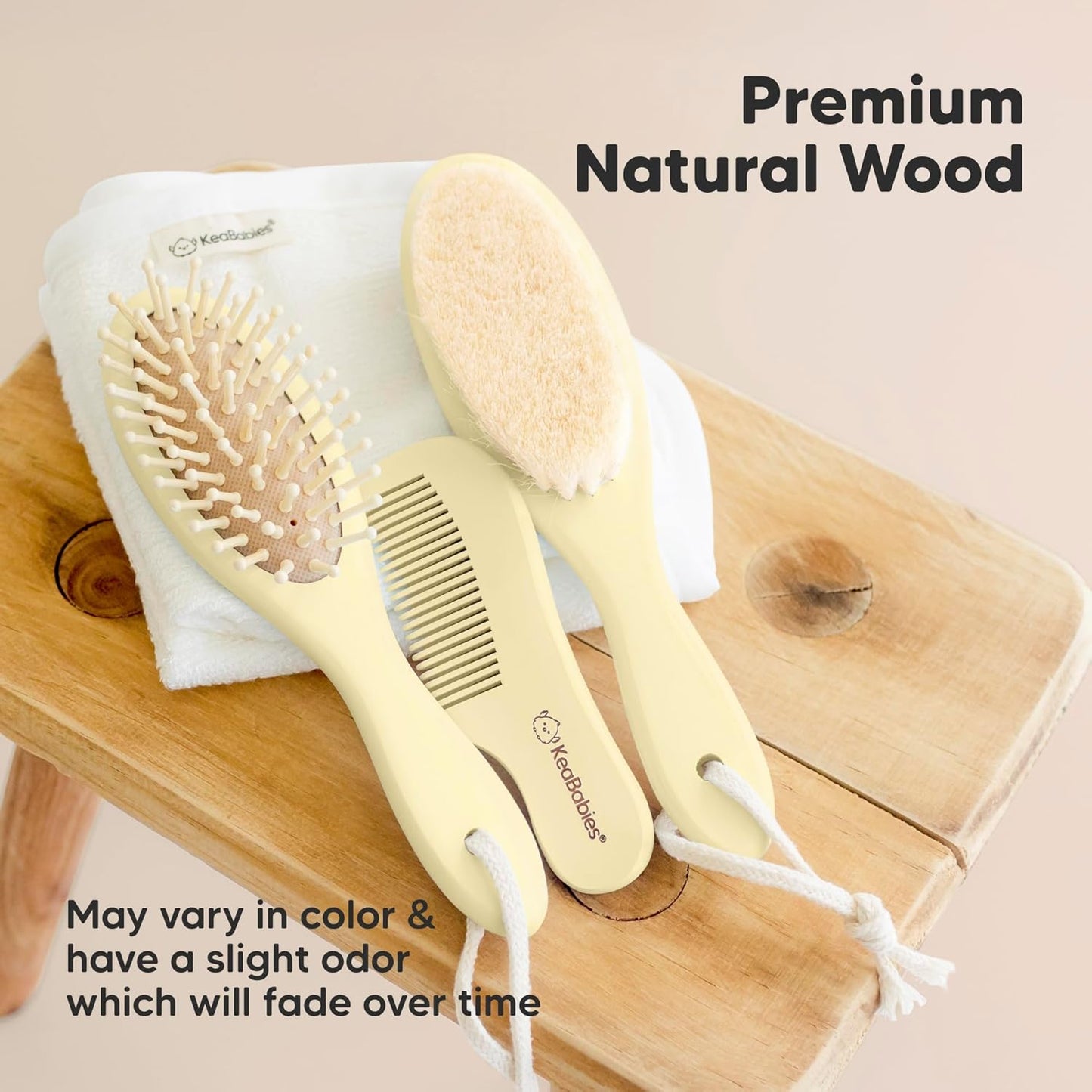 Baby Hair Brush and Baby Comb Set - Baby Brush Set for Newborns, Toddler Hair Brush, Wooden Baby Hair Brushes & Combs, Goat Hair Brush, Infant Hair Brush, Cradle Cap Brush (Oval, Walnut)