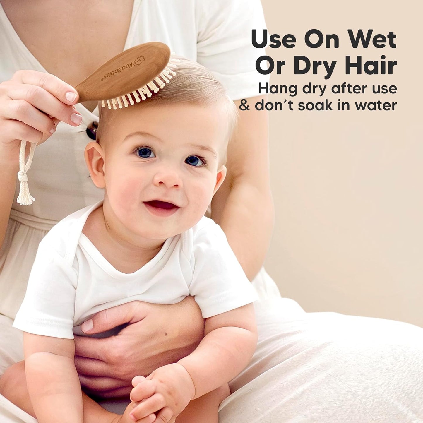 Baby Hair Brush and Baby Comb Set - Baby Brush Set for Newborns, Toddler Hair Brush, Wooden Baby Hair Brushes & Combs, Goat Hair Brush, Infant Hair Brush, Cradle Cap Brush (Oval, Walnut)