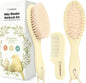 Baby Hair Brush and Baby Comb Set - Baby Brush Set for Newborns, Toddler Hair Brush, Wooden Baby Hair Brushes & Combs, Goat Hair Brush, Infant Hair Brush, Cradle Cap Brush (Oval, Walnut)