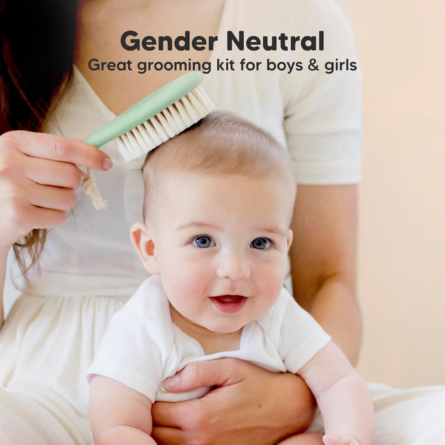 Baby Hair Brush and Baby Comb Set - Baby Brush Set for Newborns, Toddler Hair Brush, Wooden Baby Hair Brushes & Combs, Goat Hair Brush, Infant Hair Brush, Cradle Cap Brush (Oval, Walnut)