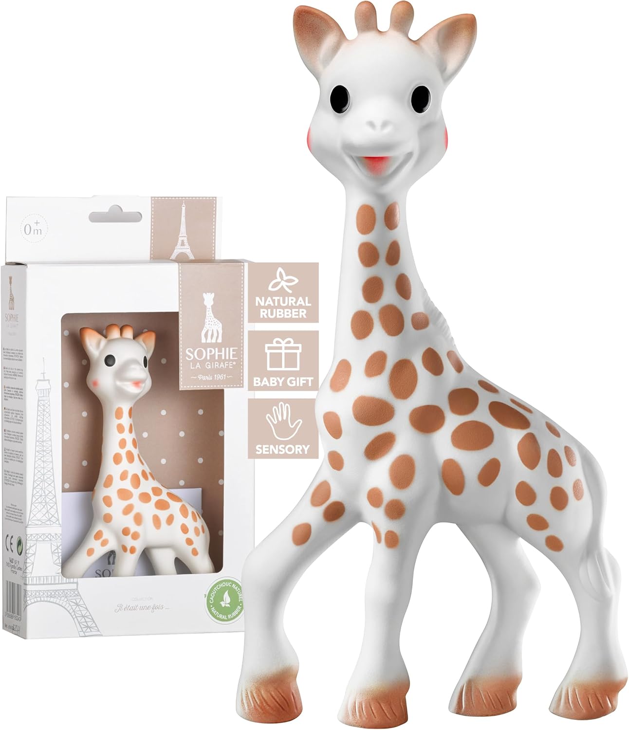 Sophie la Girafe - Baby Teething Toy - Multi-Sensory Engagement - Safe 100% Natural Rubber - Interactive Squeaker - Over 60 Years Legacy - Age: 0 m +