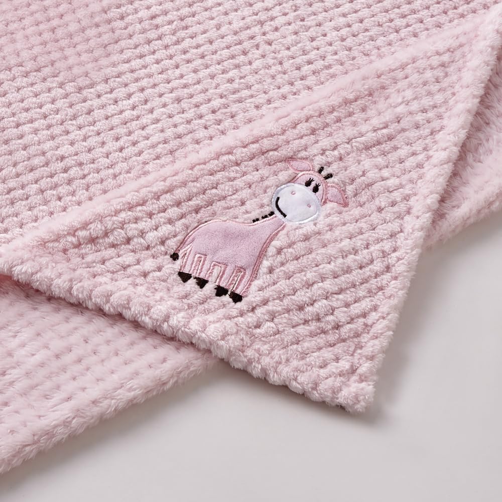 CREVENT 76x102cm Cute Cozy Fluffy Warm Baby Blanket for Girls Infants Toddlers' Bedding Crib Cot Stroller, Baby Shower Birthday Newborn's Pink- Baby Giraffe