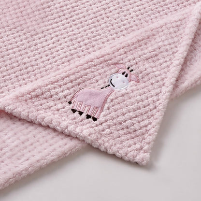 CREVENT 76x102cm Cute Cozy Fluffy Warm Baby Blanket for Girls Infants Toddlers' Bedding Crib Cot Stroller, Baby Shower Birthday Newborn's Pink- Baby Giraffe