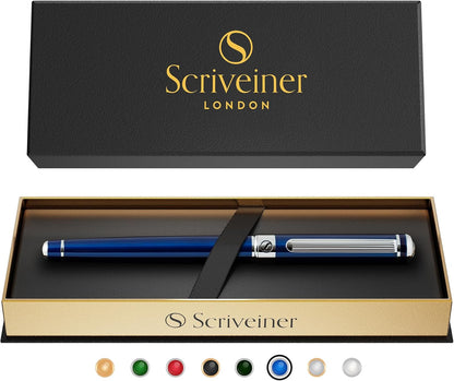 Scriveiner Gold Rollerball Pen - Stunning Luxury Pen with 24K Gold Finish, Schmidt Ink Refill, Best Roller Ball Pen Gift Set for Men & Women, Professional, Executive Office, Nice Pens