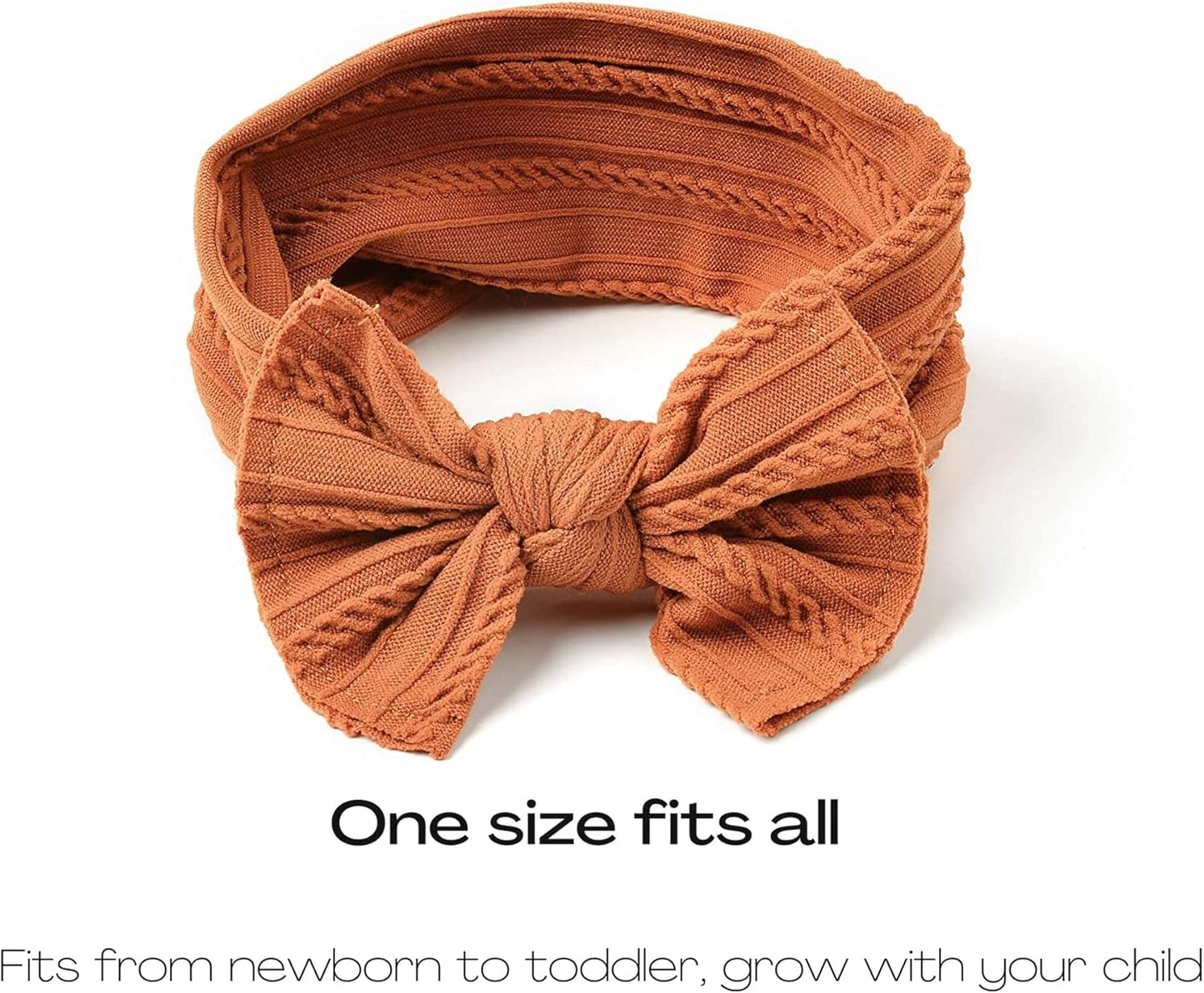 Prohouse 12 Pack Baby Nylon Headbands Hairbands Hair Bow Elastics Handmade Hair Accessories for Baby Girls Newborn Infant Toddlers Kids(Terracotta)