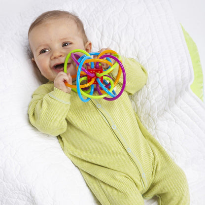 Manhattan Toy Winkel Rattle and Sensory Teether Baby Toy, Blue/Green/Orange