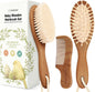 Baby Hair Brush and Baby Comb Set - Baby Brush Set for Newborns, Toddler Hair Brush, Wooden Baby Hair Brushes & Combs, Goat Hair Brush, Infant Hair Brush, Cradle Cap Brush (Oval, Walnut)
