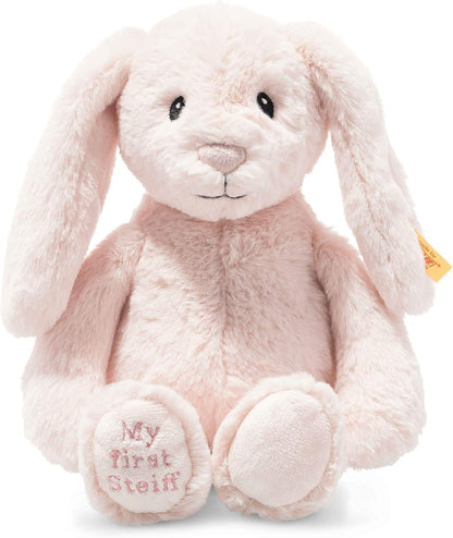 Steiff Soft Cuddly Friends My First Hoppie Rabbit 10", Premium Stuffed Animal, Light Blue
