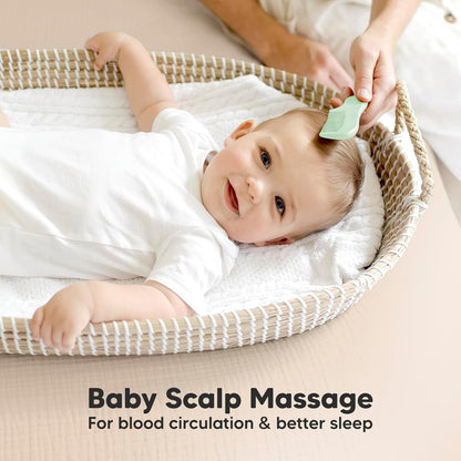 Baby Hair Brush and Baby Comb Set - Baby Brush Set for Newborns, Toddler Hair Brush, Wooden Baby Hair Brushes & Combs, Goat Hair Brush, Infant Hair Brush, Cradle Cap Brush (Oval, Walnut)