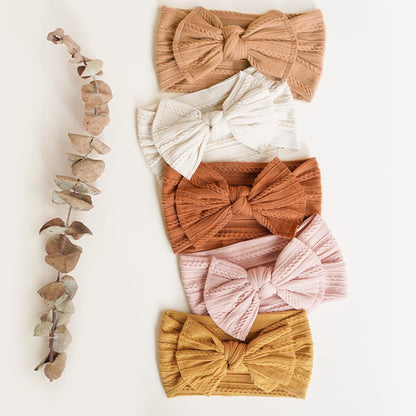 Prohouse 12 Pack Baby Nylon Headbands Hairbands Hair Bow Elastics Handmade Hair Accessories for Baby Girls Newborn Infant Toddlers Kids(Terracotta)